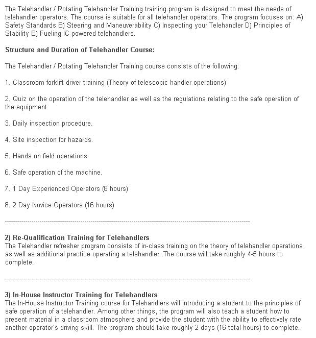 Telehandler Certification - Rotational Telehandler -  Zoom Boom Certification in Edmonton